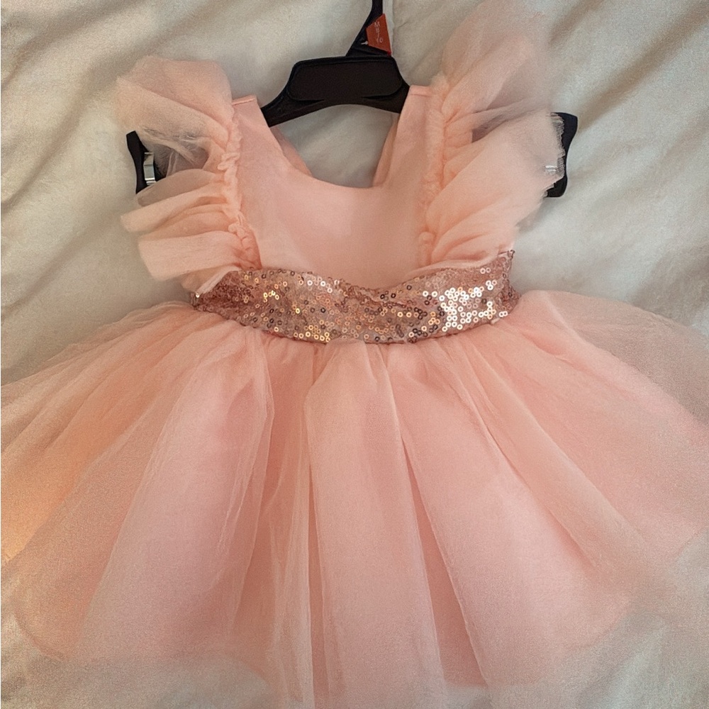 Dreamy Pink Tulle Dress with Sequin Waistband